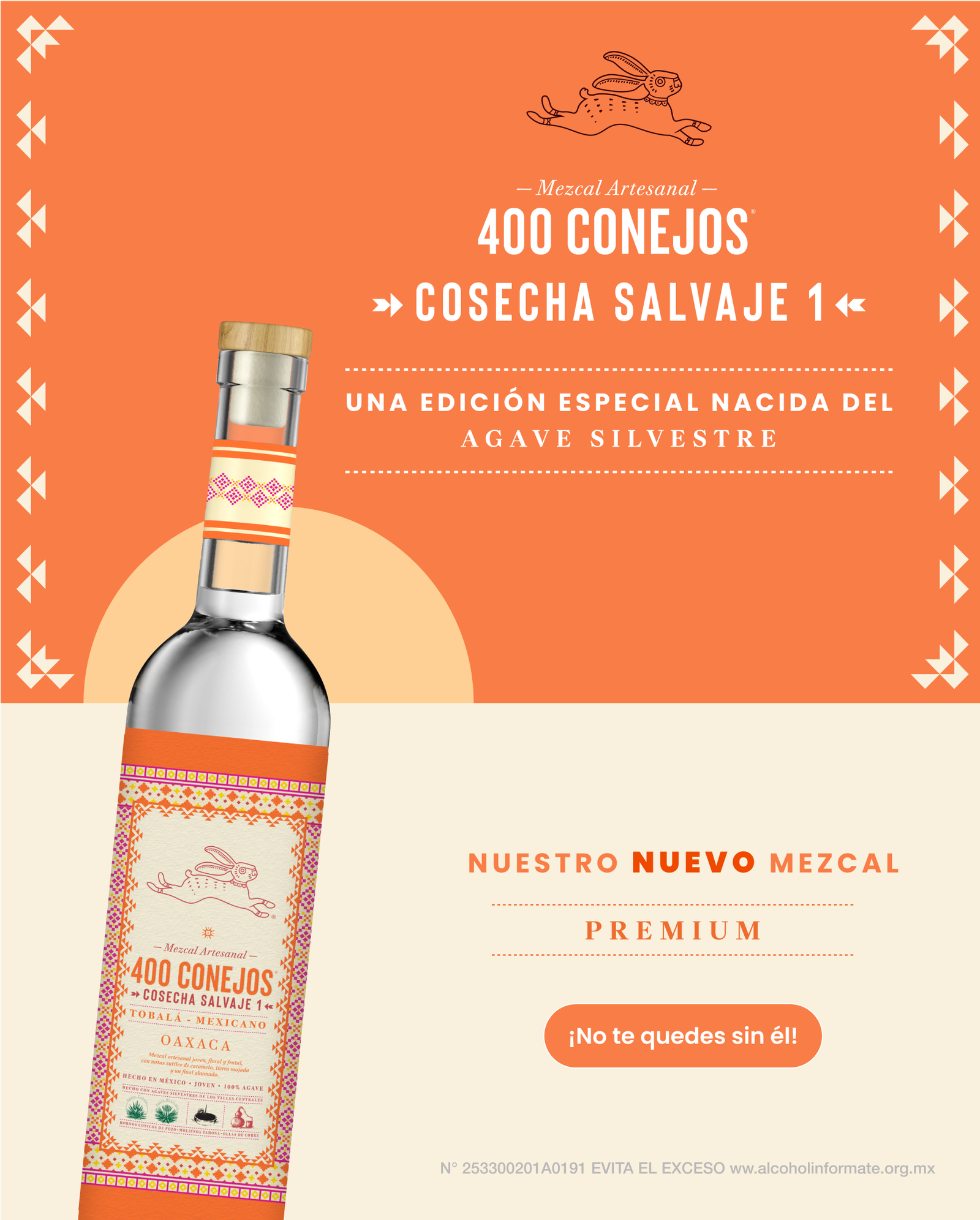 Nuevo Mezcal cosecha salvaje 400 conejos